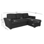 Kampinė sofa-lova WHITBY tamsiai pilka - Image 8