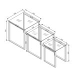 Kavos staliukai 3vnt KATRINE 36x36xH45cm, 43x43xH50cm, 50x50xH55cm, stiklas - Image 2