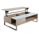 Kavos staliukas AZALEA 110x60xH35cm, stiklas / ąžuolas - Image 2