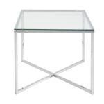 Šoninis staliukas CROSS 50x50xH45cm, stiklas