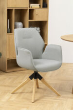 Kėdė AURA su porankiais, šviesiai pilka / ruda - Image 9