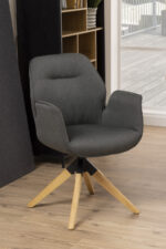 Kėdė AURA su porankiais, tamsiai pilka / ąžuolinė - Image 10