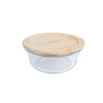 Dubenėlis BOXY D13xH5,4cm 400ml, stiklas, bambukinis dangtelis