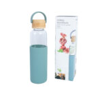 Geriamojo gėrimo butelis GLASS H22,5cm 550ml, stiklas, bambukinis dangtelis - Image 4