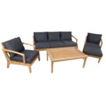 Sodo baldų komplektas MALDIVE stalas, sofa, 2 kėdės, pufas - Image 2