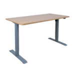 Rašomasis stalas ERGO su 1 varikliu 140x70xH71-121cm, klevo/sidabro pilkos spalvos