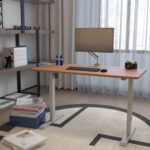 Rašomasis stalas ERGO su 1 varikliu 140x70xH71-121cm, klevo/sidabro pilkos spalvos - Image 8