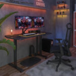 Žaidimų stalas GAMER su 1 varikliu 140x70xH71-121cm, juodas - Image 6