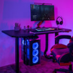 Žaidimų stalas GAMER su 1 varikliu 140x70xH71-121cm, juodas - Image 7