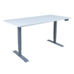 Rašomasis stalas ERGO su 2 varikliais 160x80xH60-125cm, pilkšvai baltas/sidabriškai pilkas
