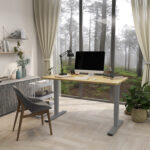 Rašomasis stalas ERGO OPTIMAL su 2 varikliais 140x70x62-127 cm, hikorio/ sidabro pilka - Image 6