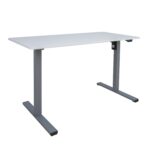 Rašomasis stalas ERGO OPTIMAL su 1 varikliu 120x60xH71-116cm, baltas / sidabriškai pilkas