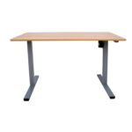 Rašomasis stalas ERGO OPTIMAL su 1 varikliu, 140x70xH71-116cm, hikorio/ sidabro pilka - Image 2