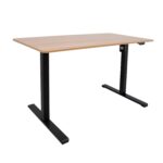 Rašomasis stalas ERGO OPTIMAL su 1 varikliu 140x70xH71-116cm, hikorio/juodas