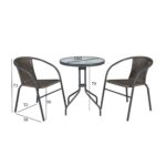 Balkono komplektas BISTRO stalas ir 2 kėdės - Image 2