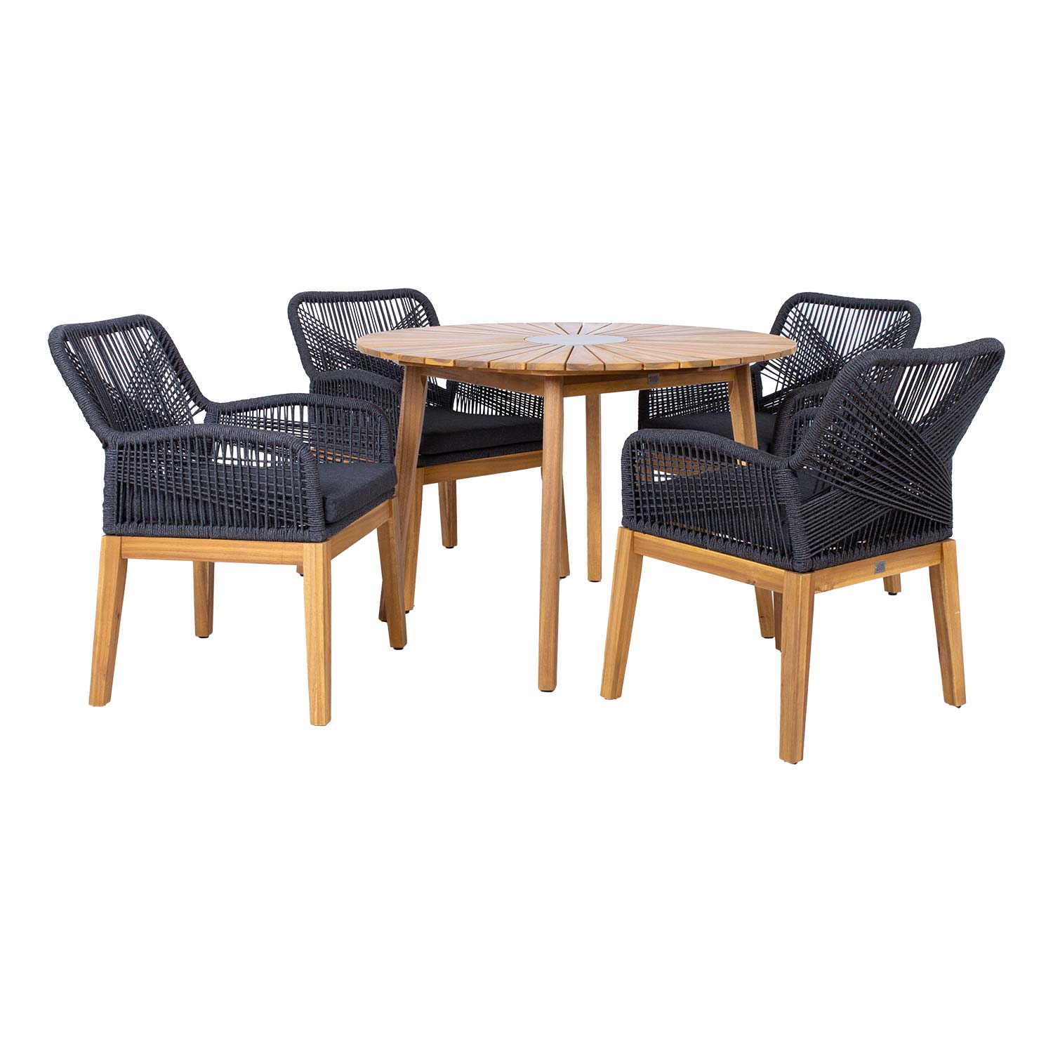 K485012 Sodo baldų komplektas FLORIDA stalas ir 4 kėdės, pilkos spalvos - Image 1