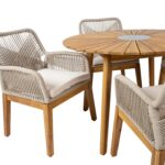 Sodo baldų komplektas FLORIDA stalas ir 4 kėdės, smėlio spalvos - Image 4