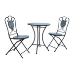 Balkono komplektas MIRT stalas ir 2 kėdės, žalias