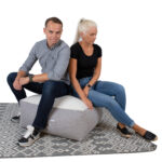 Taburetė LAMB BAG 80x80xH30cm, balta/šviesiai pilka - Image 4