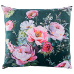 Pagalvė HOLLY 65x65cm, rožės/tamsiai žalia