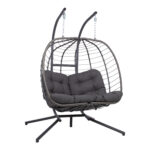 Pakabinama kėdė FINSE, dvivietė, 157x110x196 cm, tamsiai pilka