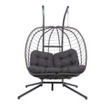 Pakabinama kėdė FINSE, dvivietė, 157x110x196 cm, tamsiai pilka - Image 2